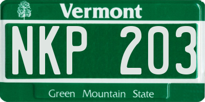 VT license plate NKP203