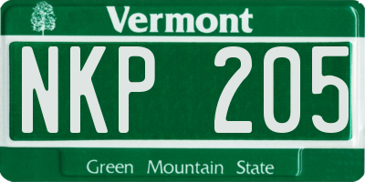VT license plate NKP205