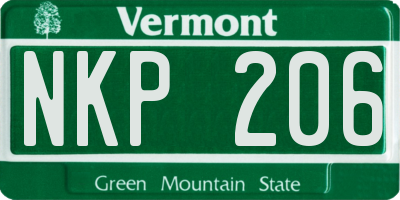 VT license plate NKP206