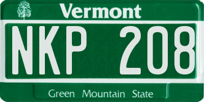 VT license plate NKP208