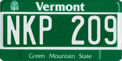 VT license plate NKP209