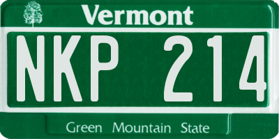 VT license plate NKP214