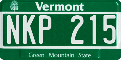 VT license plate NKP215