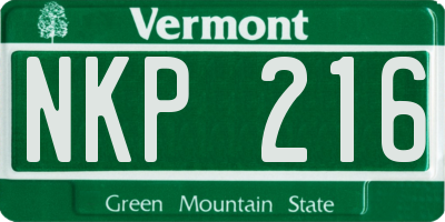VT license plate NKP216