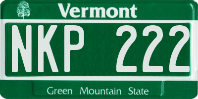 VT license plate NKP222