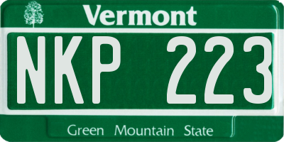 VT license plate NKP223