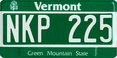 VT license plate NKP225