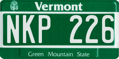 VT license plate NKP226