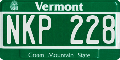 VT license plate NKP228