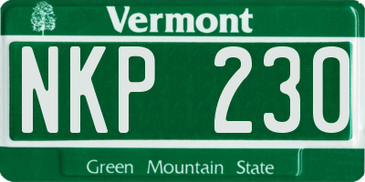 VT license plate NKP230