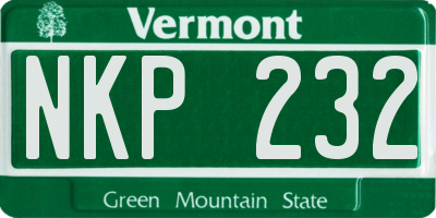 VT license plate NKP232