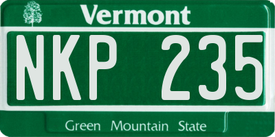VT license plate NKP235