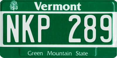 VT license plate NKP289