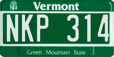 VT license plate NKP314