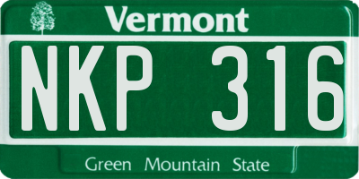 VT license plate NKP316