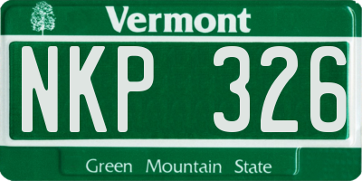 VT license plate NKP326