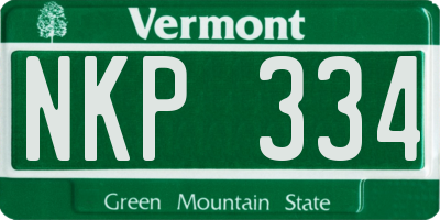 VT license plate NKP334