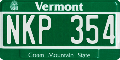 VT license plate NKP354