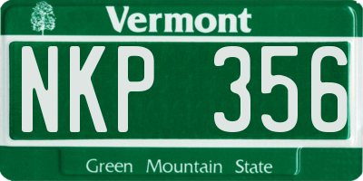VT license plate NKP356