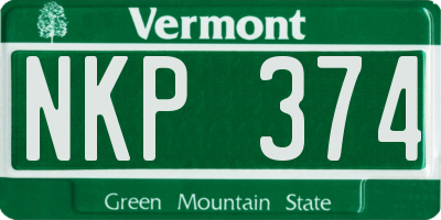VT license plate NKP374