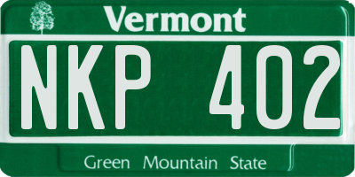 VT license plate NKP402
