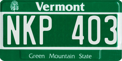 VT license plate NKP403