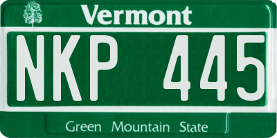 VT license plate NKP445
