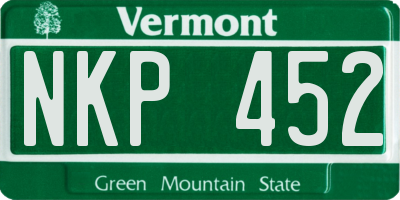 VT license plate NKP452