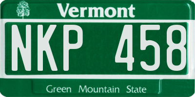 VT license plate NKP458