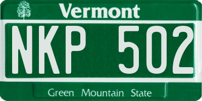 VT license plate NKP502