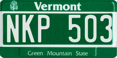 VT license plate NKP503