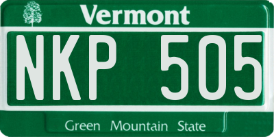 VT license plate NKP505
