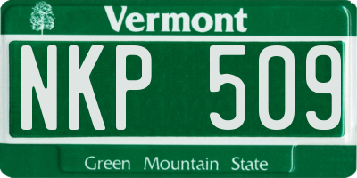 VT license plate NKP509