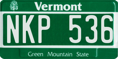 VT license plate NKP536