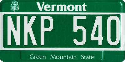 VT license plate NKP540