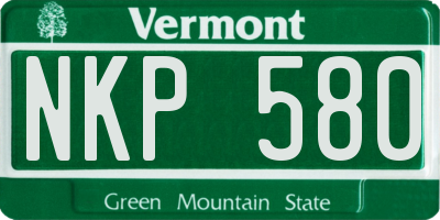 VT license plate NKP580