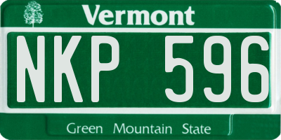VT license plate NKP596