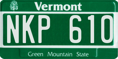 VT license plate NKP610