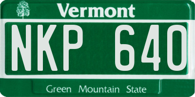 VT license plate NKP640