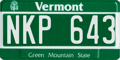 VT license plate NKP643