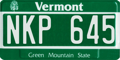 VT license plate NKP645