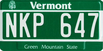 VT license plate NKP647