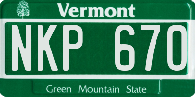 VT license plate NKP670