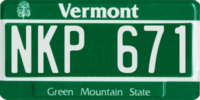 VT license plate NKP671