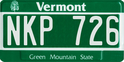 VT license plate NKP726