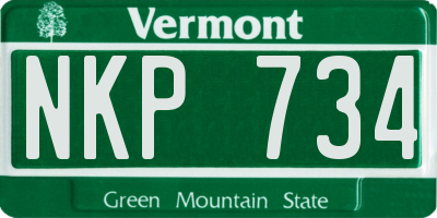 VT license plate NKP734