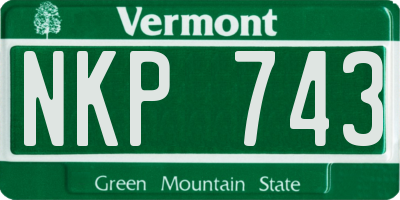 VT license plate NKP743