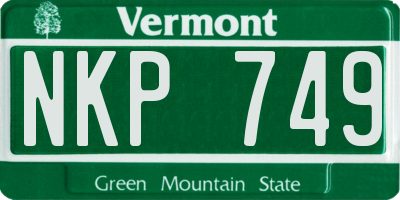 VT license plate NKP749