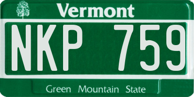 VT license plate NKP759