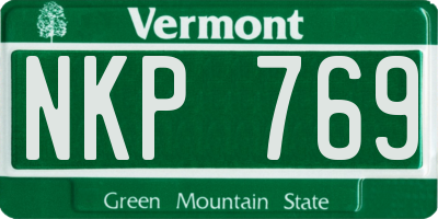 VT license plate NKP769